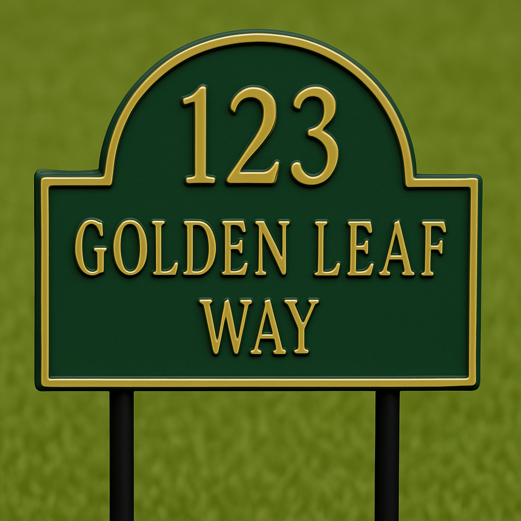 Dark Green Premium Cast Stone Yard Sign with 3D Relief Lettering - Robust Elegance Design
